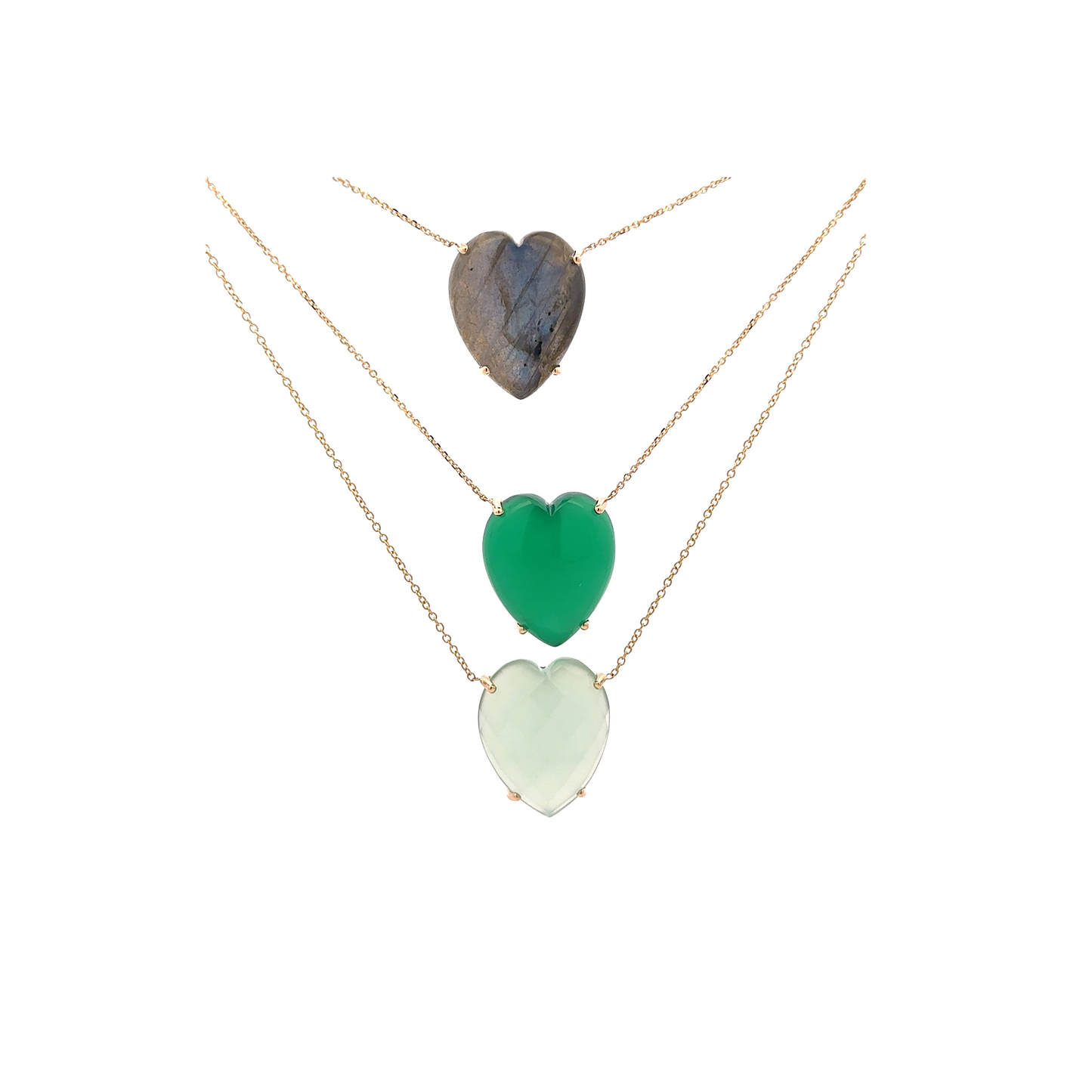 Chalcedony Faceted Heart Necklace