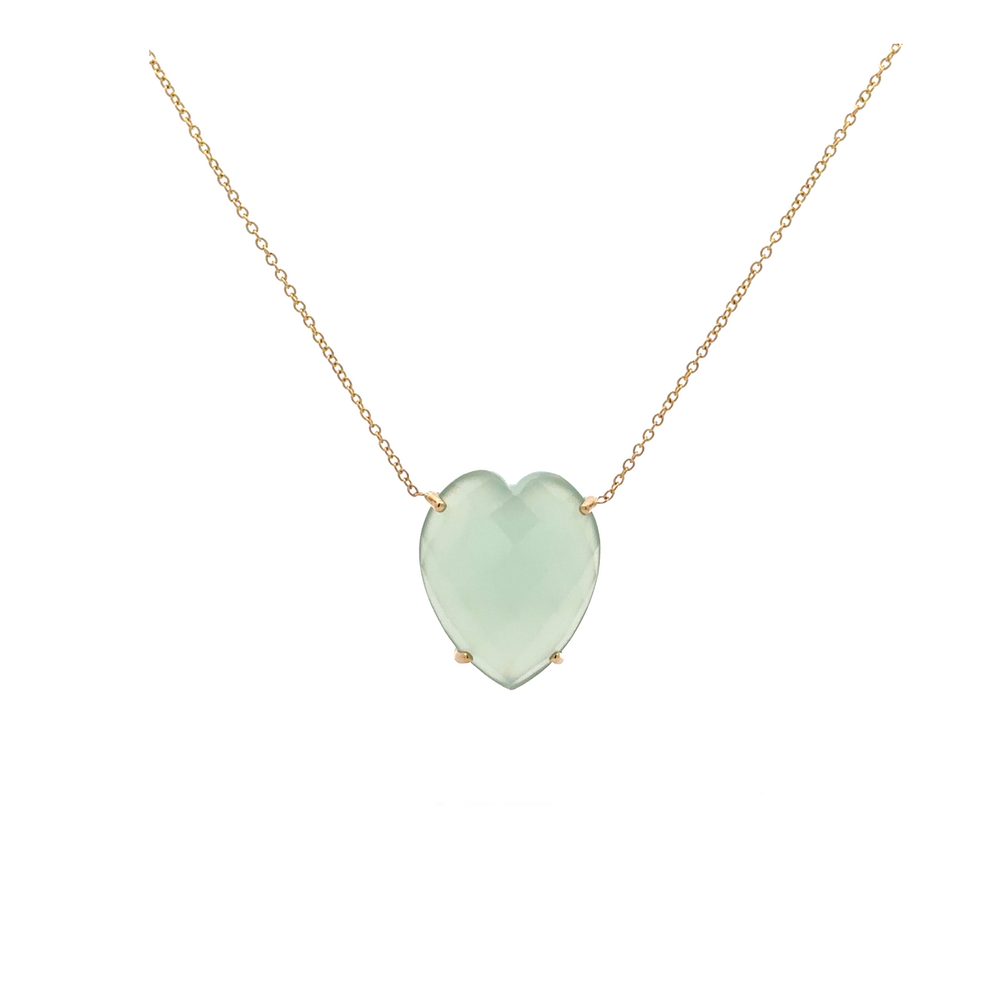 Chalcedony Faceted Heart Necklace