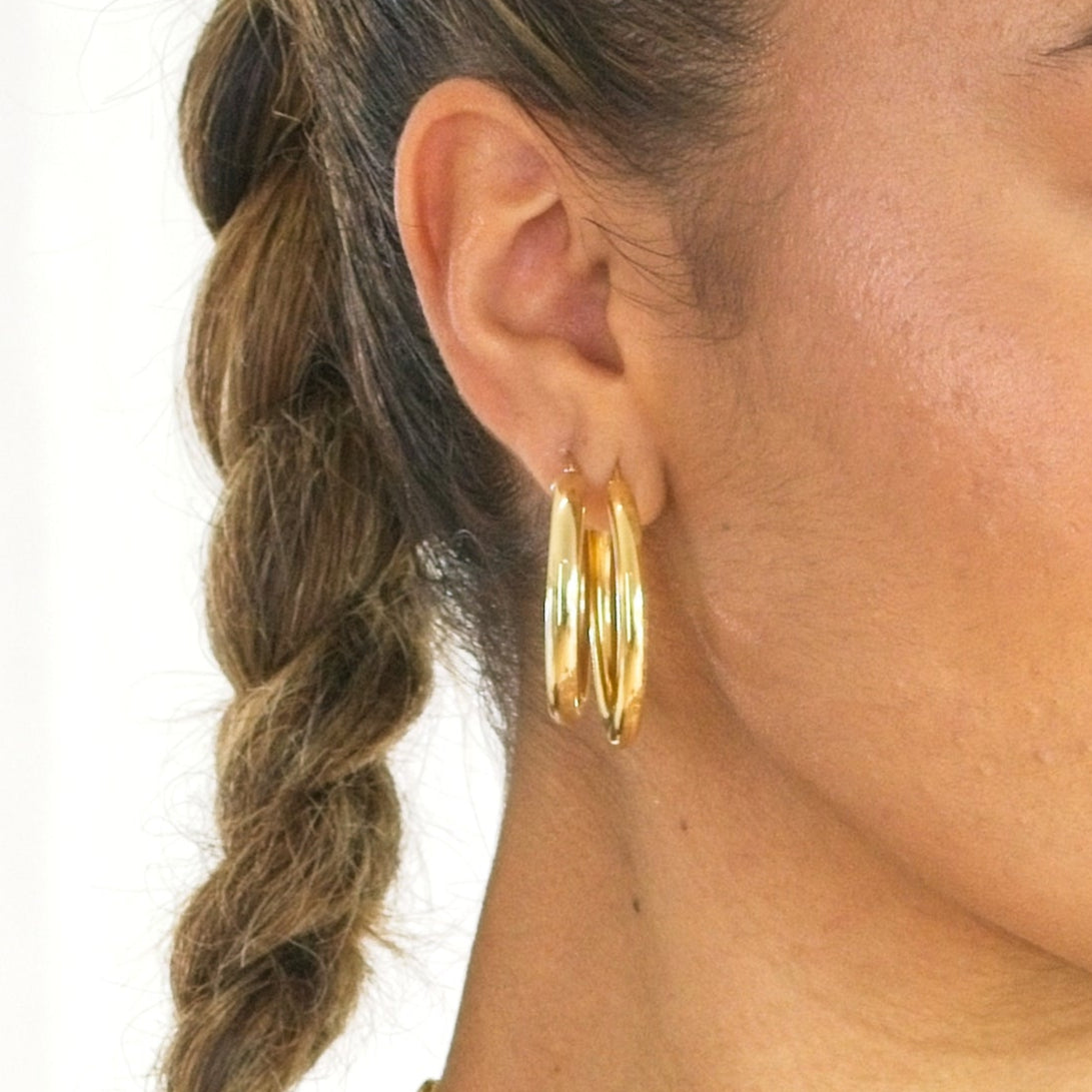 2.5" 4MM Thick Gold Hoops