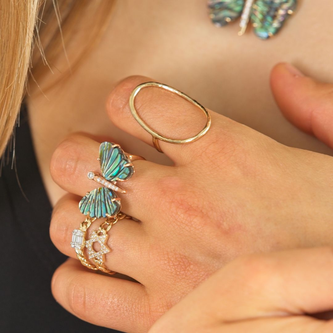 Large Open Oval Pounded Ring