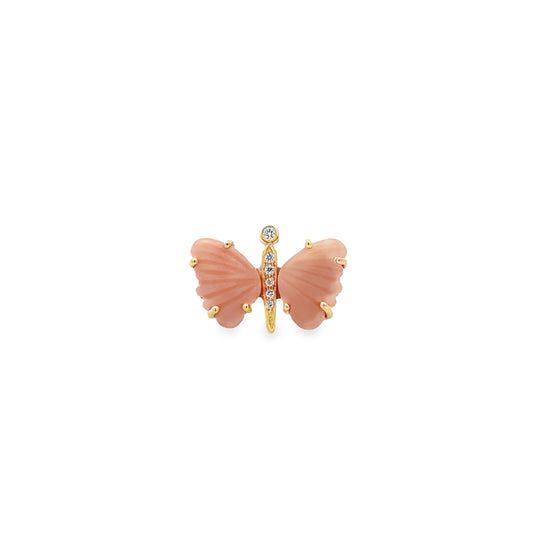 Small Pink Peruvian Opal Butterfly Ring