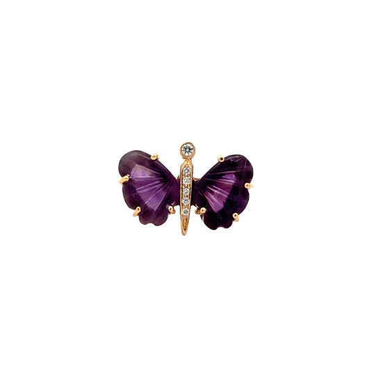 Small African Amethyst Butterfly Ring