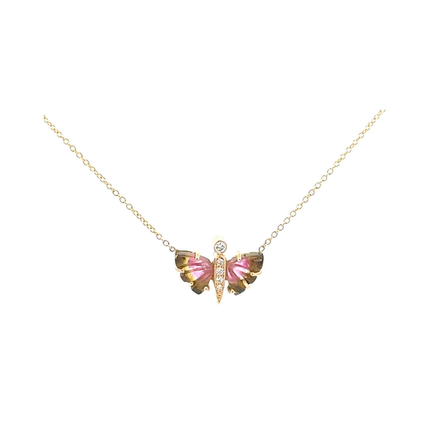 Tiny Tourmaline Butterfly Necklace