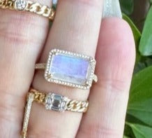 Rectangle Moonstone Ring