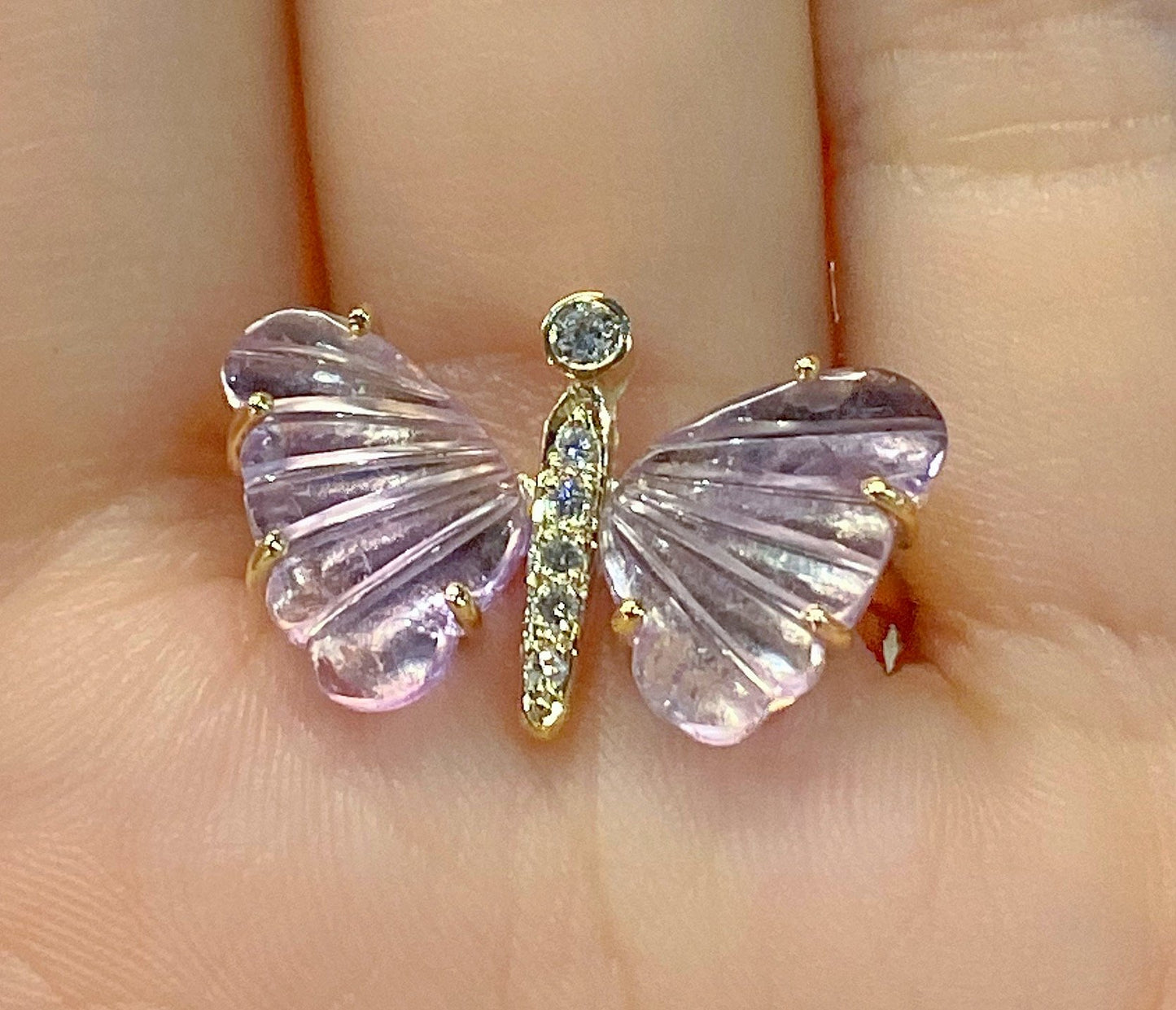 Pink Amethyst Butterfly Diamond Ring - Nina Segal Jewelry