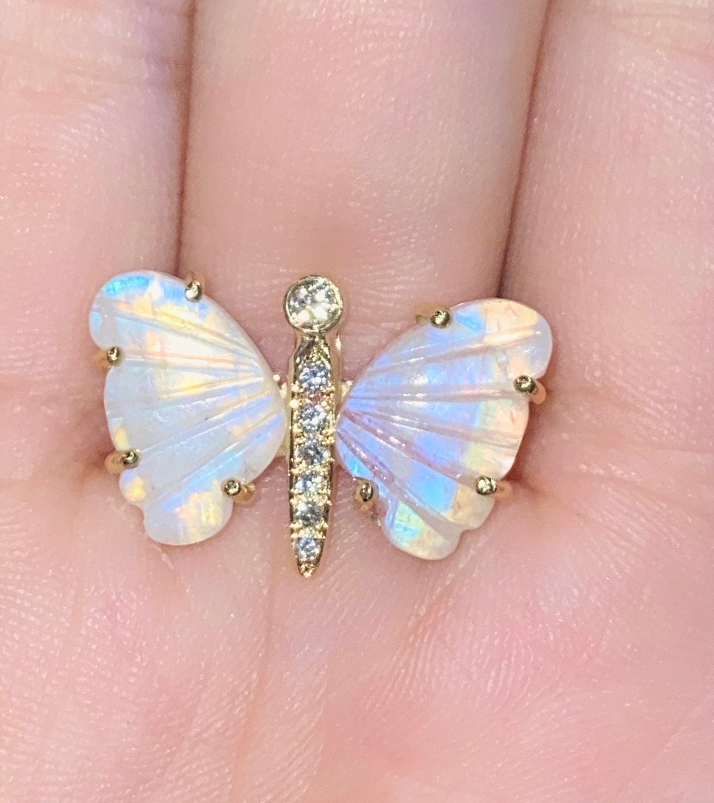 Moonstone Butterfly Diamond Ring - Nina Segal Jewelry