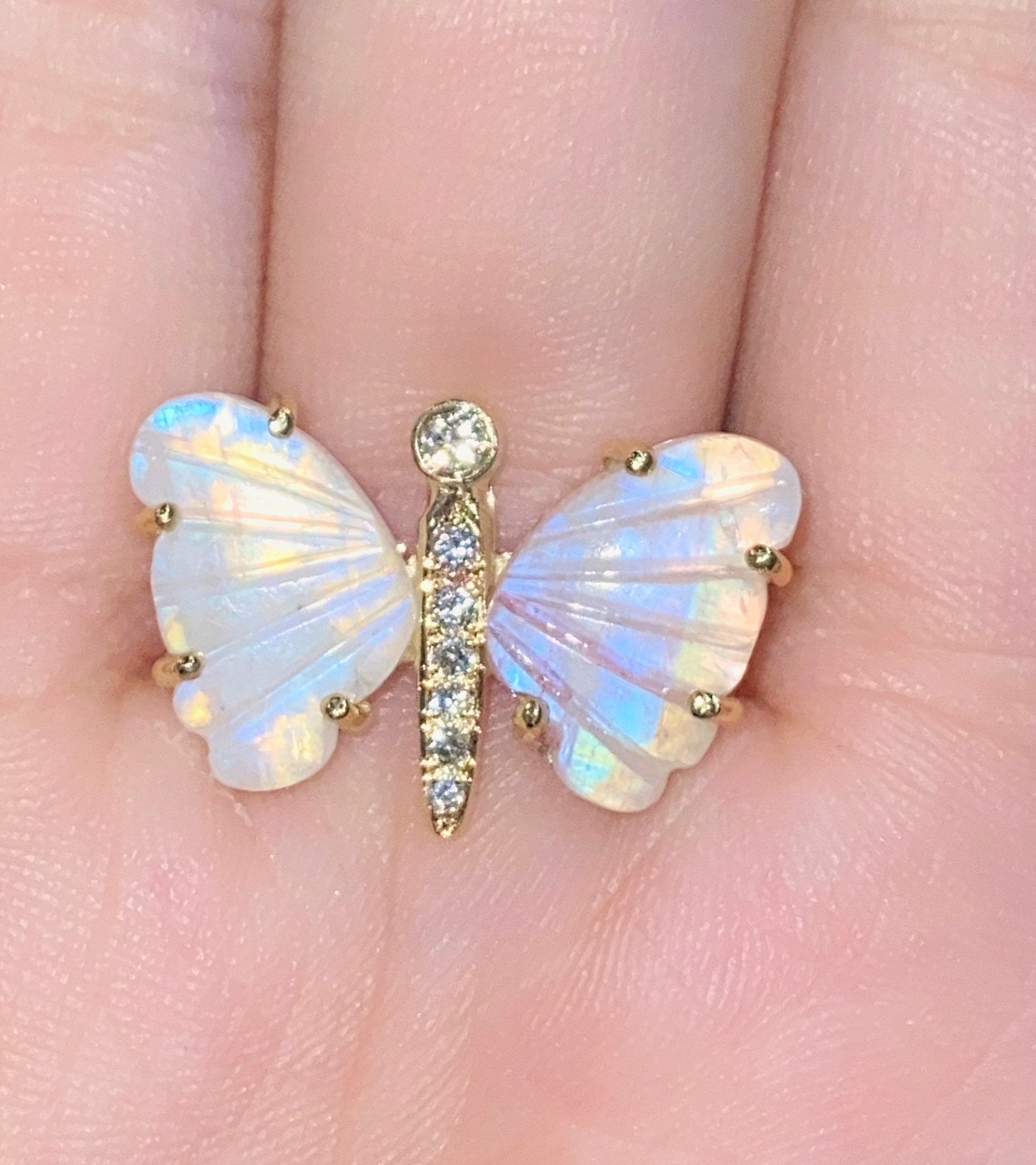 Moonstone Butterfly Diamond Ring - Nina Segal Jewelry
