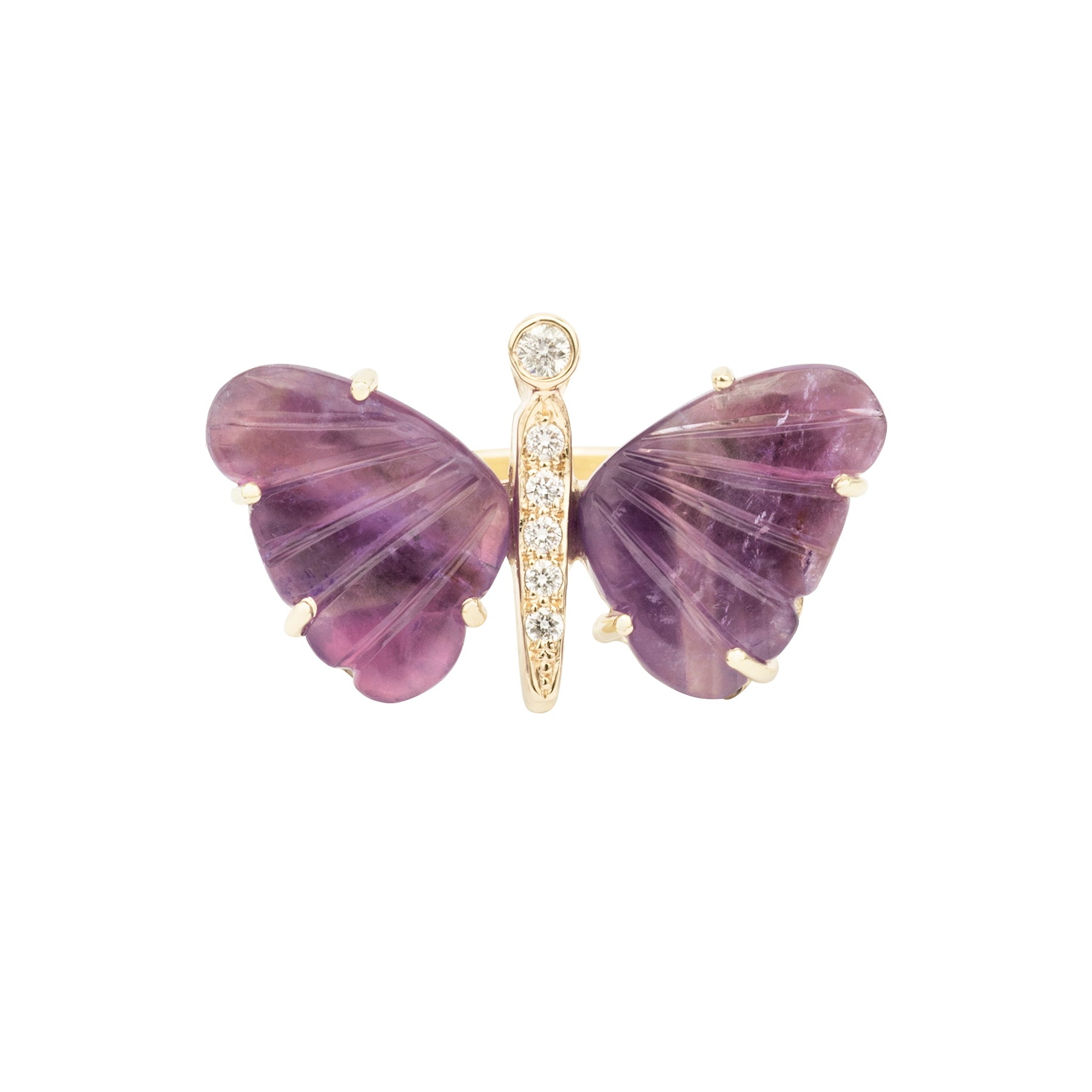 African Amethyst Butterfly Diamond Ring - Nina Segal Jewelry