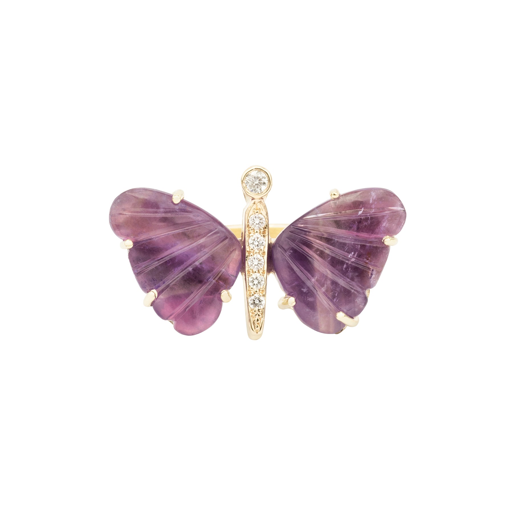 African Amethyst Butterfly Diamond Ring - Nina Segal Jewelry