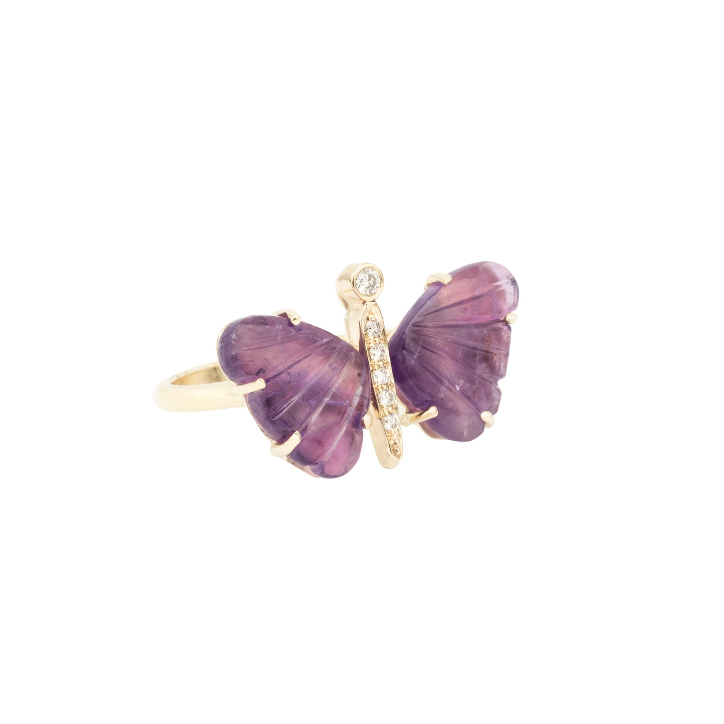 African Amethyst Butterfly Diamond Ring - Nina Segal Jewelry