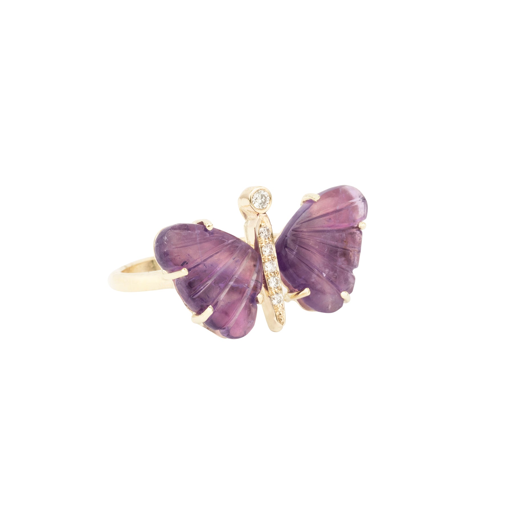 African Amethyst Butterfly Diamond Ring - Nina Segal Jewelry