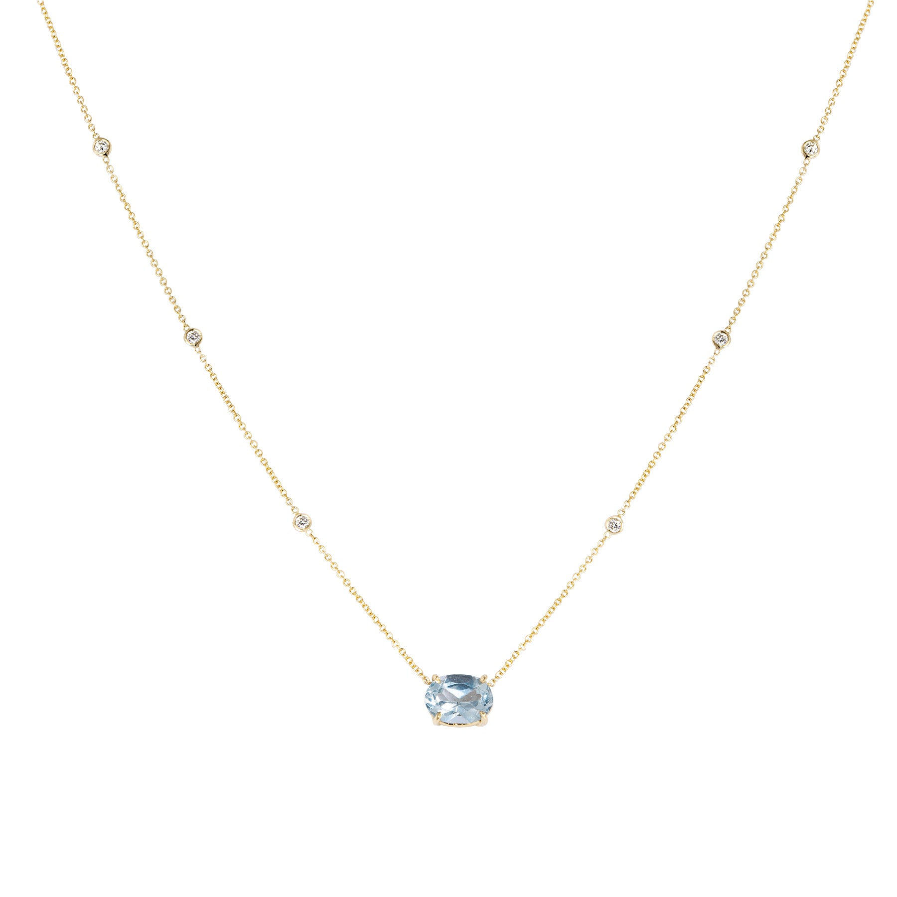 Gem Candy Blue Flourite 6 Diamond Bezel Necklace - Nina Segal Jewelry