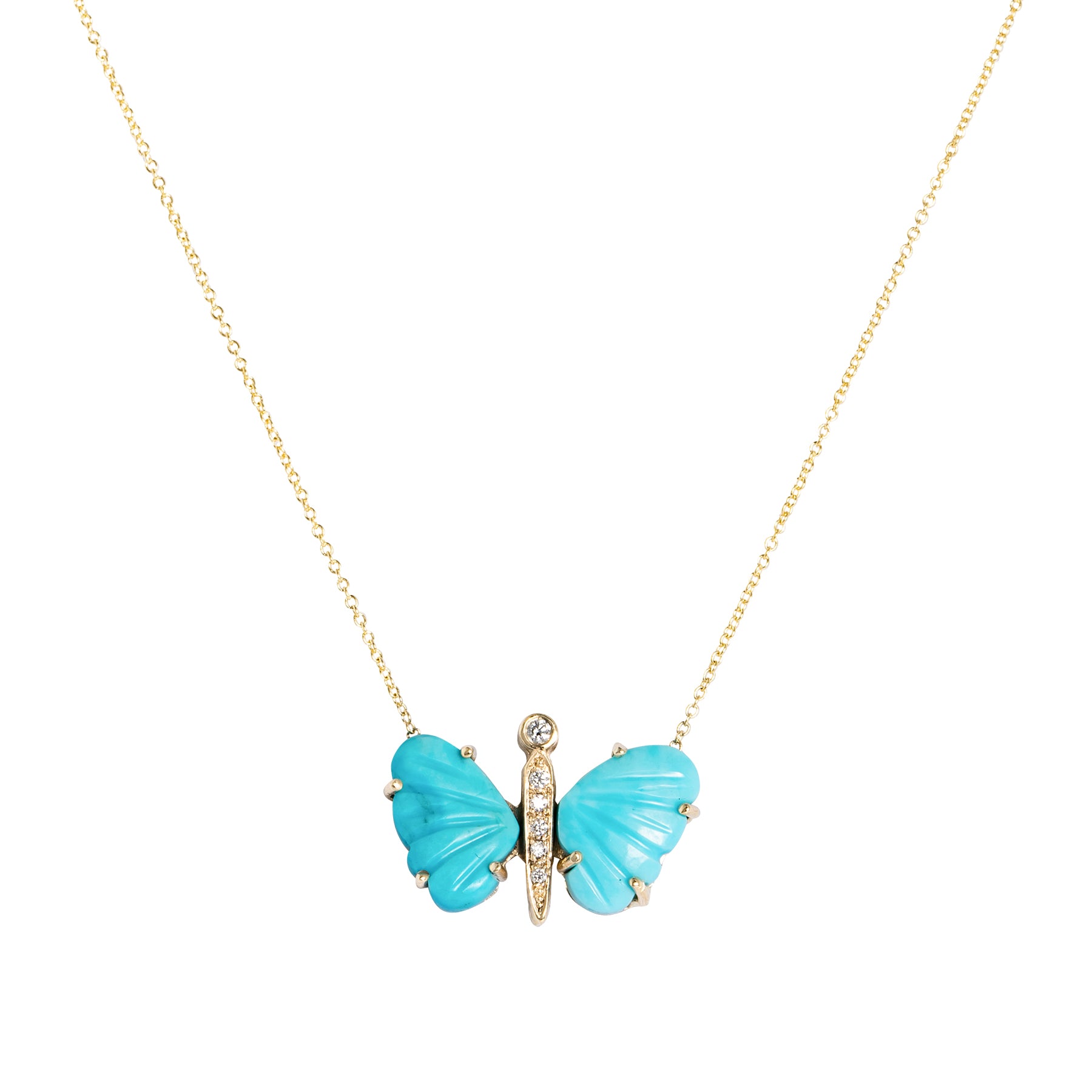 Small Sleeping Beauty Turquoise Butterfly Necklace