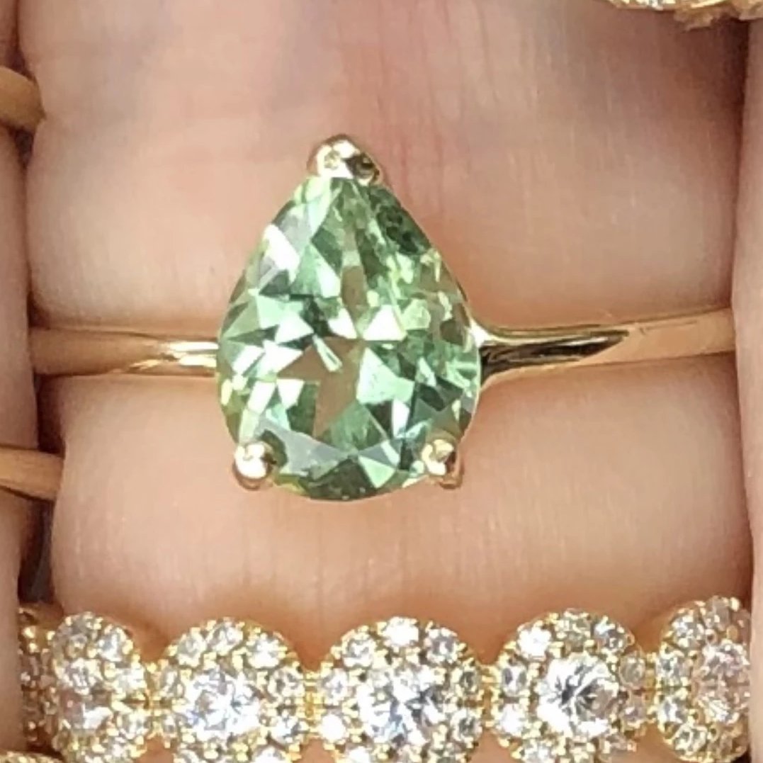 Gem Candy Green Afghan Tourmaline Pear Ring - Nina Segal Jewelry