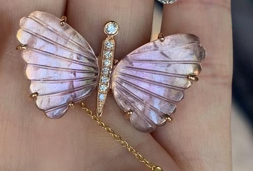 Pink Amethyst Butterfly Diamond Ring - Nina Segal Jewelry