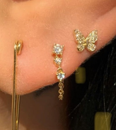 3 Diamond Chain Loop Studs - Nina Segal Jewelry