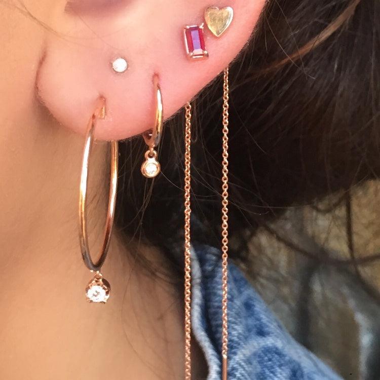 Ruby Baguette Threader Earrings - Nina Segal Jewelry