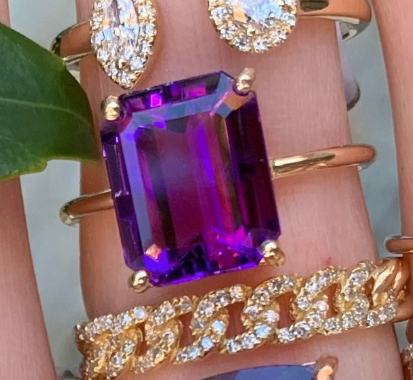 Amethyst Emerald Cut Gem Candy Ring - Nina Segal Jewelry