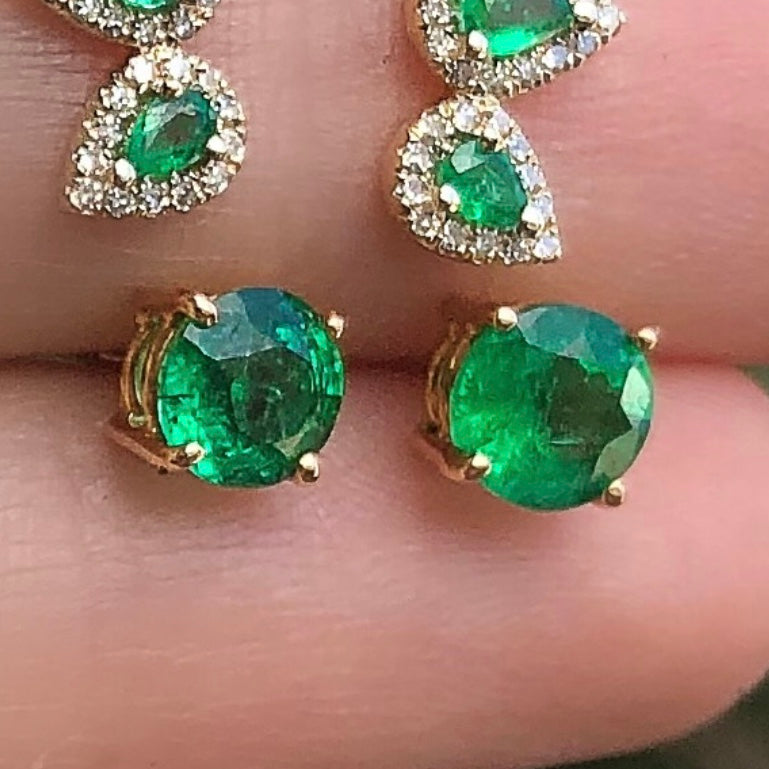 1.24 Ct Emerald Studs - Nina Segal Jewelry