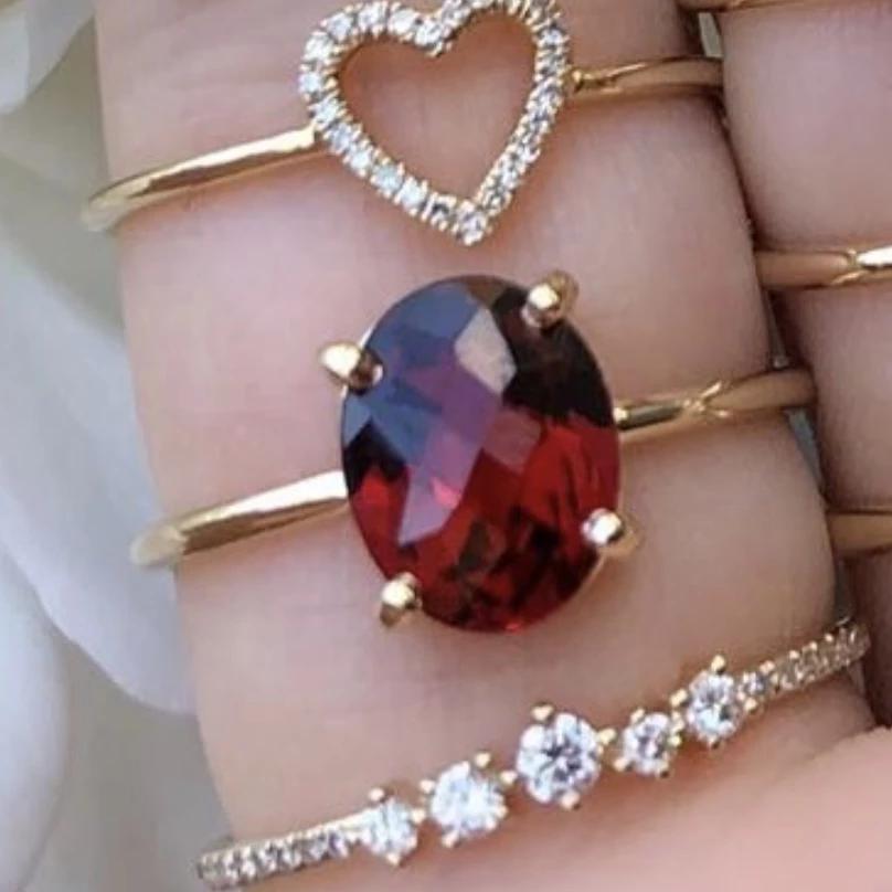 Gem Candy Garnet Rose Cut Oval Ring - Nina Segal Jewelry