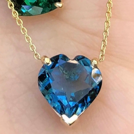 Large Gem Candy London Blue Topaz Heart Necklace - Nina Segal Jewelry