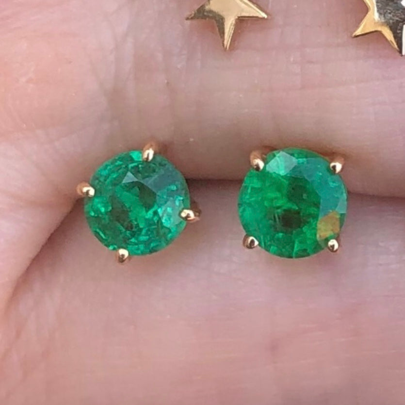 1.24 Ct Emerald Studs - Nina Segal Jewelry