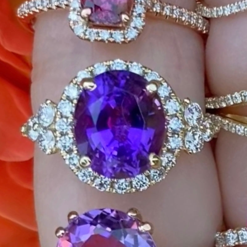 Amethyst Oval Regal Diamond Ring - Nina Segal Jewelry