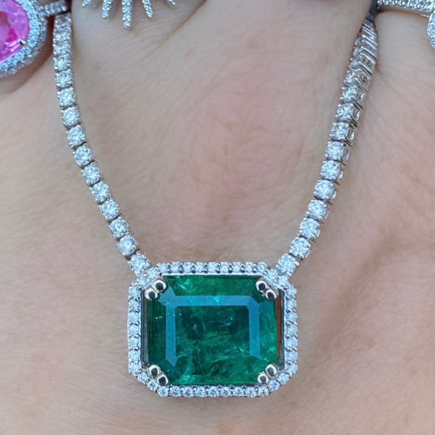 Emerald Diamond Tennis Necklace - Nina Segal Jewelry