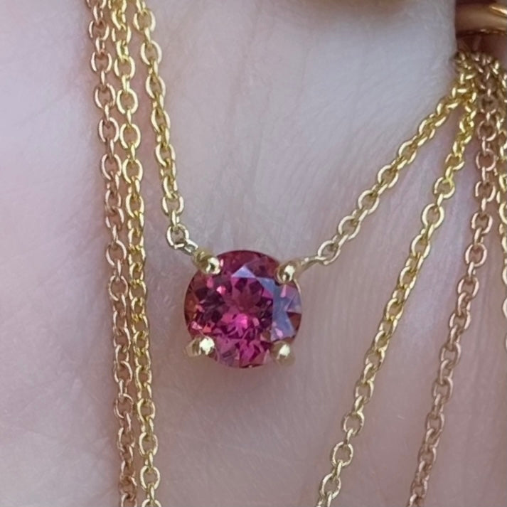 Small Pink Round Tourmaline Necklace - Nina Segal Jewelry