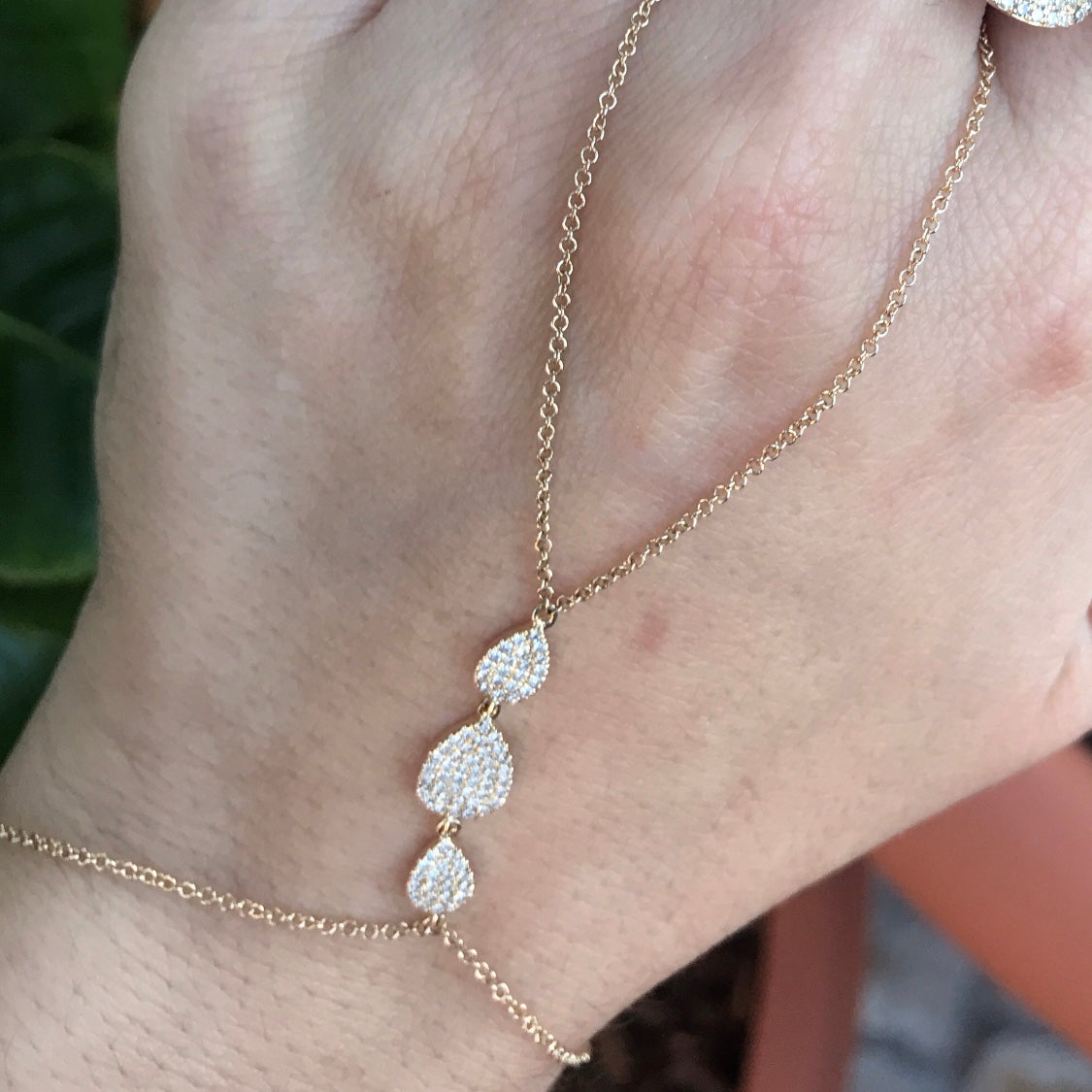 3 Diamond Pear Bringlet - Nina Segal Jewelry