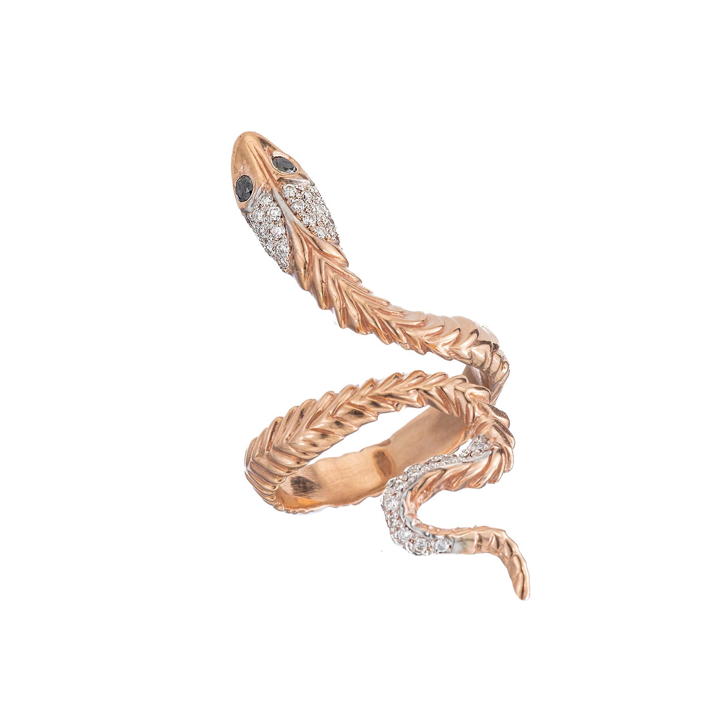 Pave Head and Tail Snake Ring - Nina Segal Jewelry