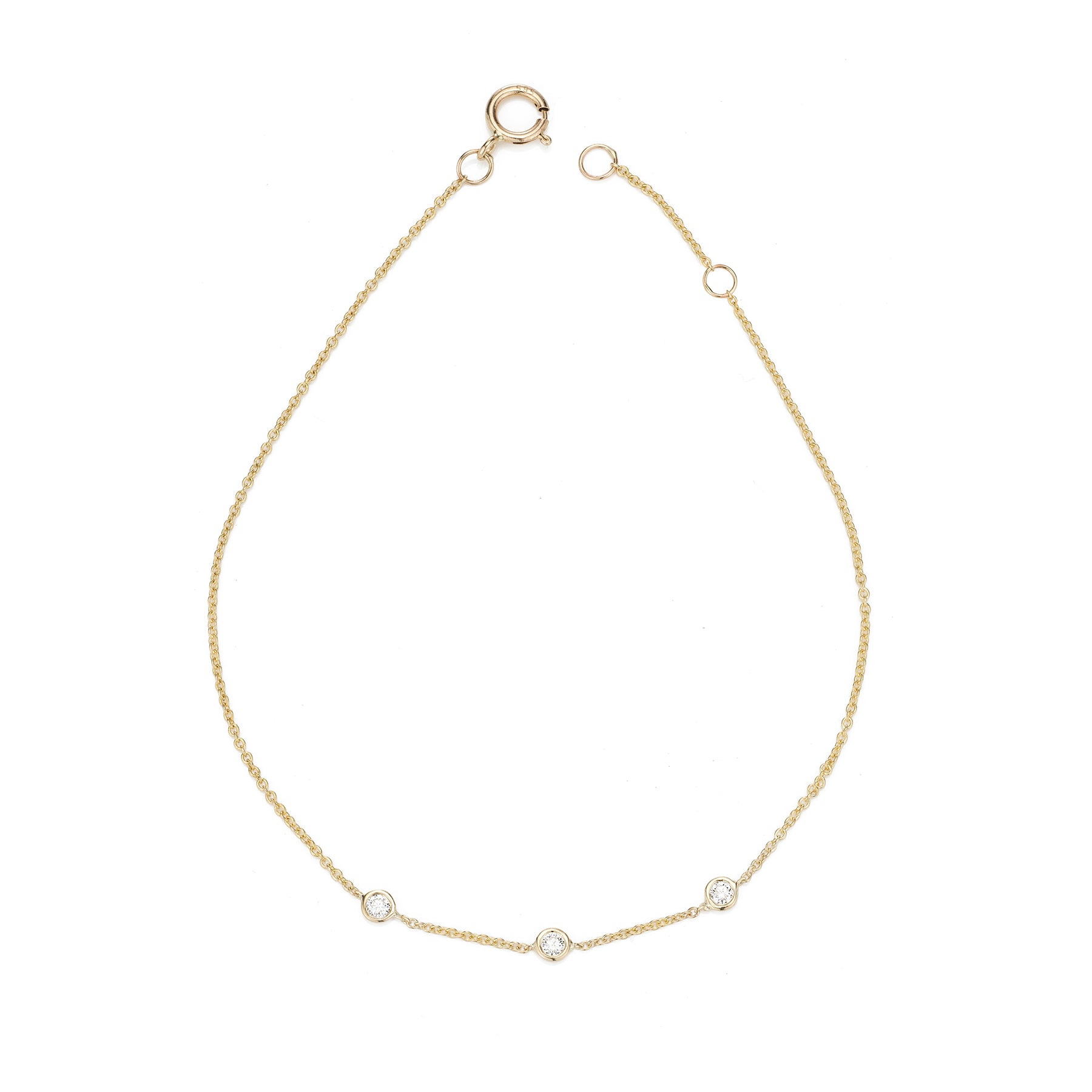 Three Tiny Diamond Bezel Bracelet - Nina Segal Jewelry