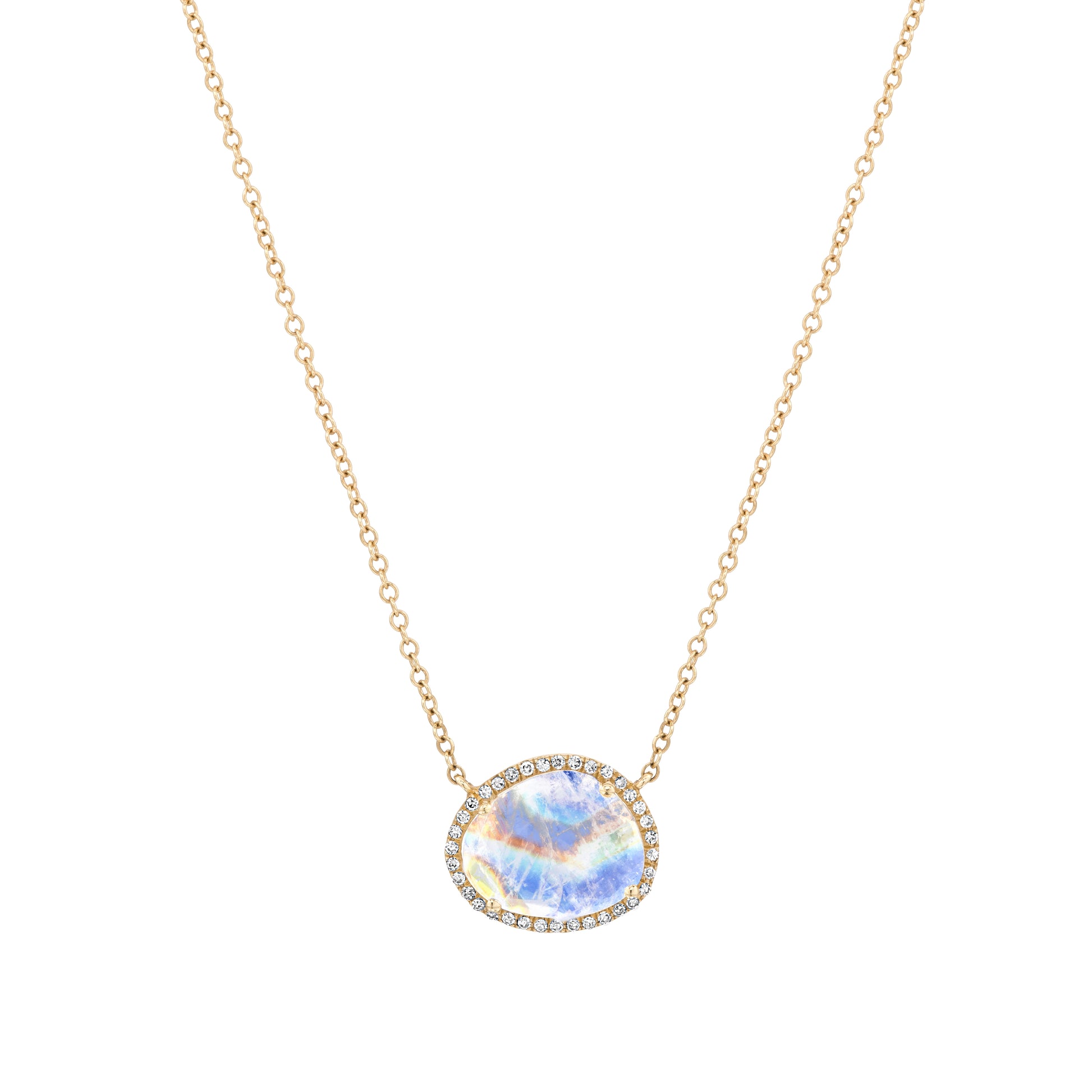 Organic Shape Moonstone Diamond Necklace - Nina Segal Jewelry