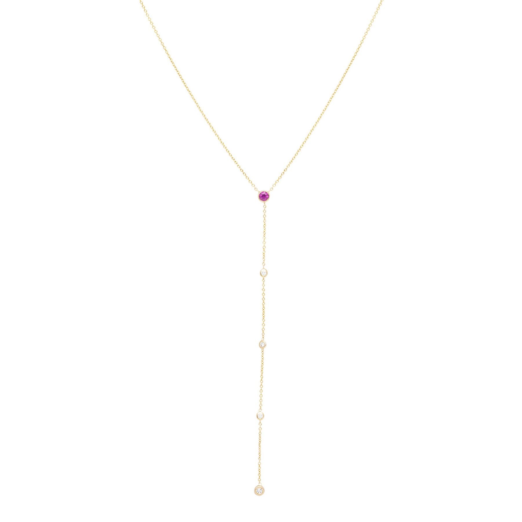 Pink Sapphire Diamond Lariat - Nina Segal Jewelry