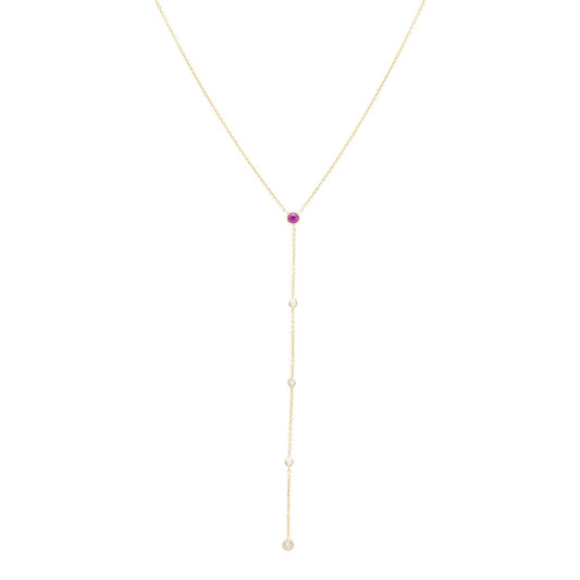 Pink Sapphire Diamond Lariat - Nina Segal Jewelry