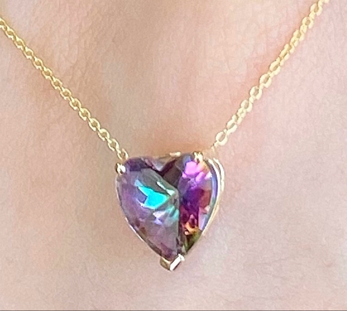 Purple Mystic Topaz Heart Gem Candy Necklace - Nina Segal Jewelry
