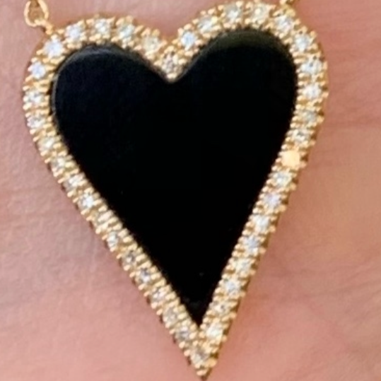 Onyx Diamond Heart Necklace - Nina Segal Jewelry
