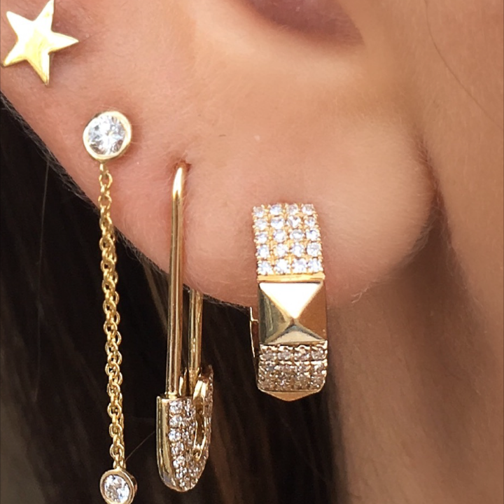 Thick Pyramid Pave Huggies - Nina Segal Jewelry