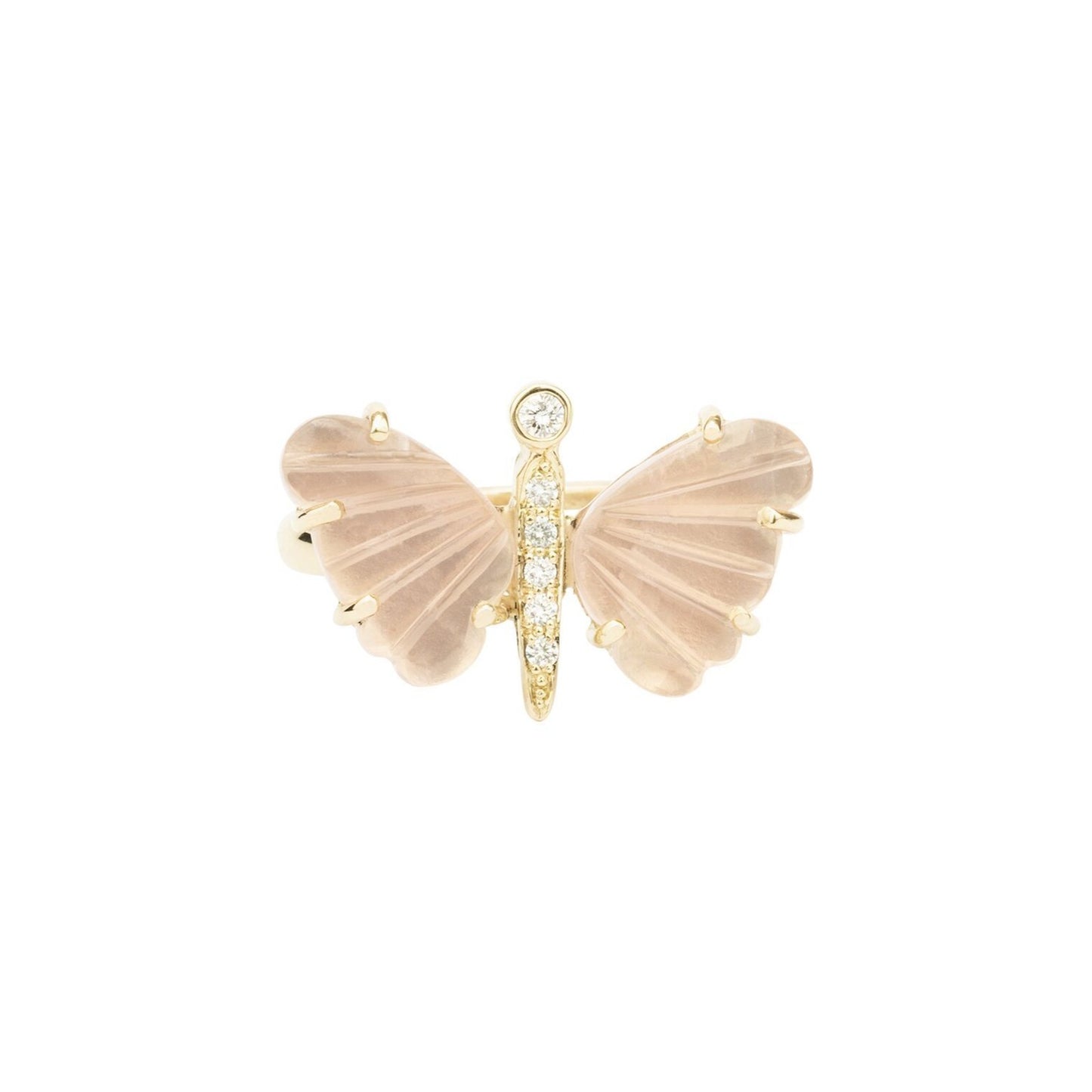 Small Rose Quartz Butterfly Diamond Ring - Nina Segal Jewelry