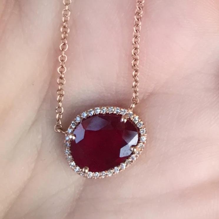 Organic Shape Ruby Diamond Necklace - Nina Segal Jewelry