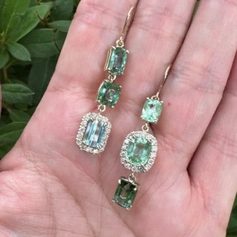 Mixed Tourmaline Diamond Drop Earrings