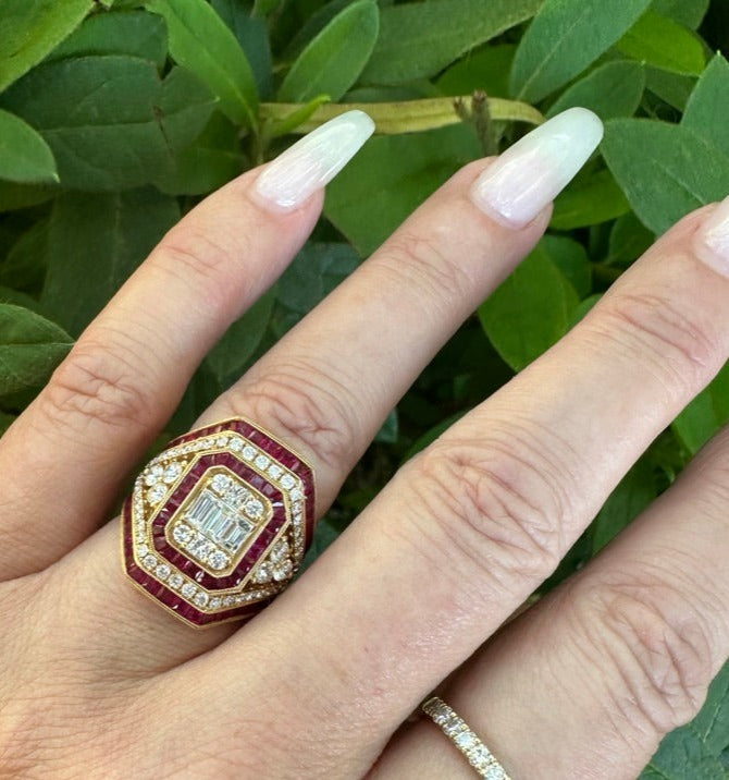 Fancy Ruby Diamond Cocktail Ring