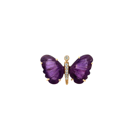 Medium African Amethyst Butterfly Ring