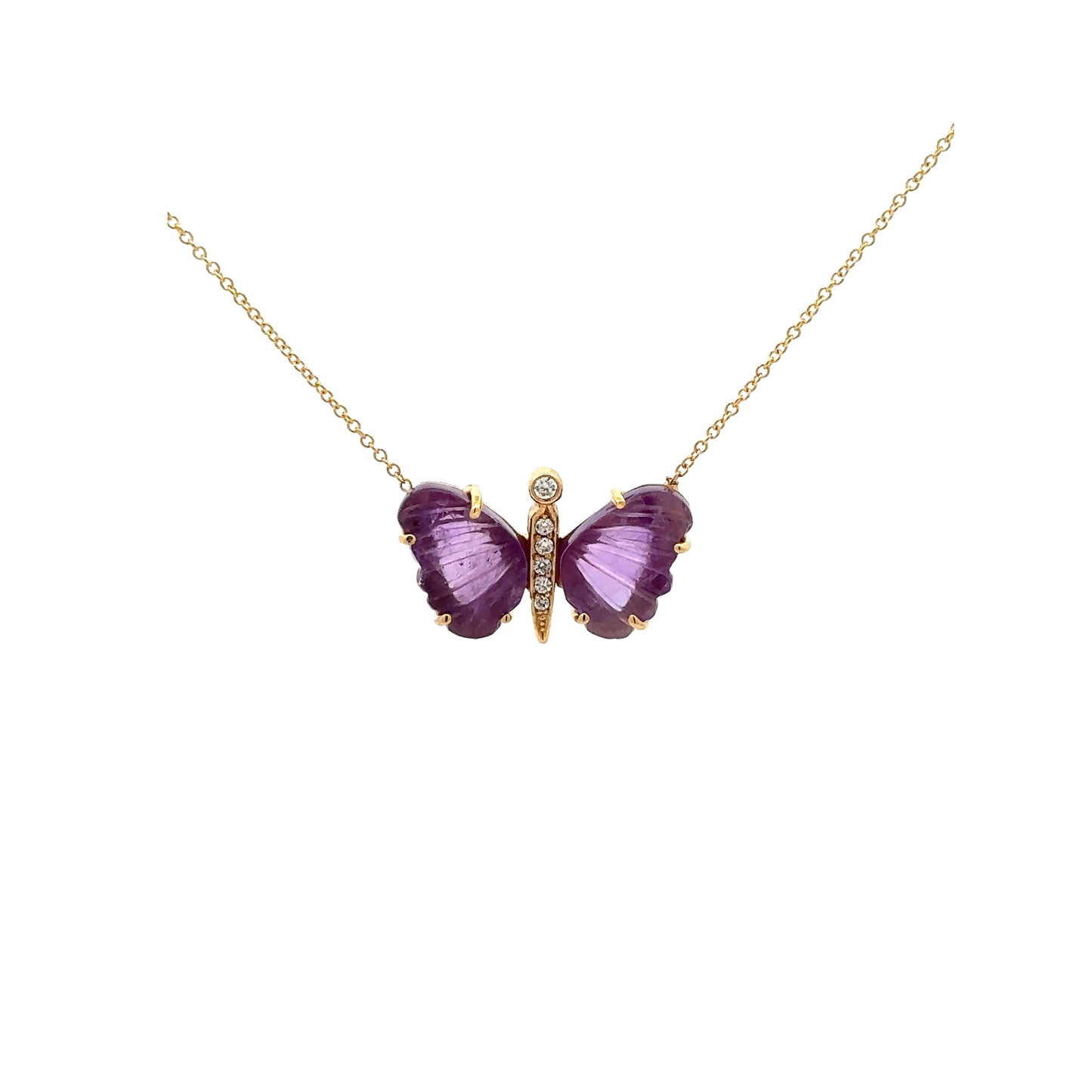 Small African Amethyst Butterfly Necklace
