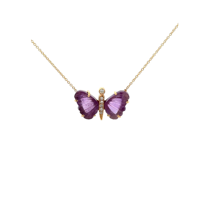 Small African Amethyst Butterfly Necklace