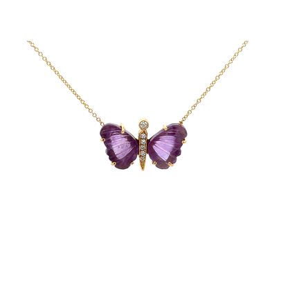 Small African Amethyst Butterfly Necklace