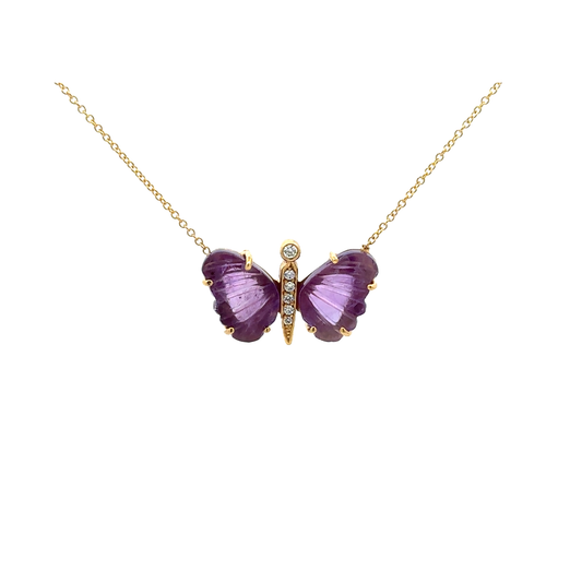 Small African Amethyst Butterfly Necklace