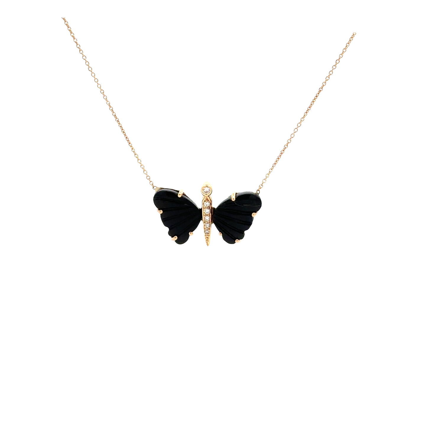 Small Black Onyx Butterfly Necklace