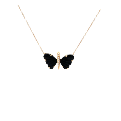 Small Black Onyx Butterfly Necklace