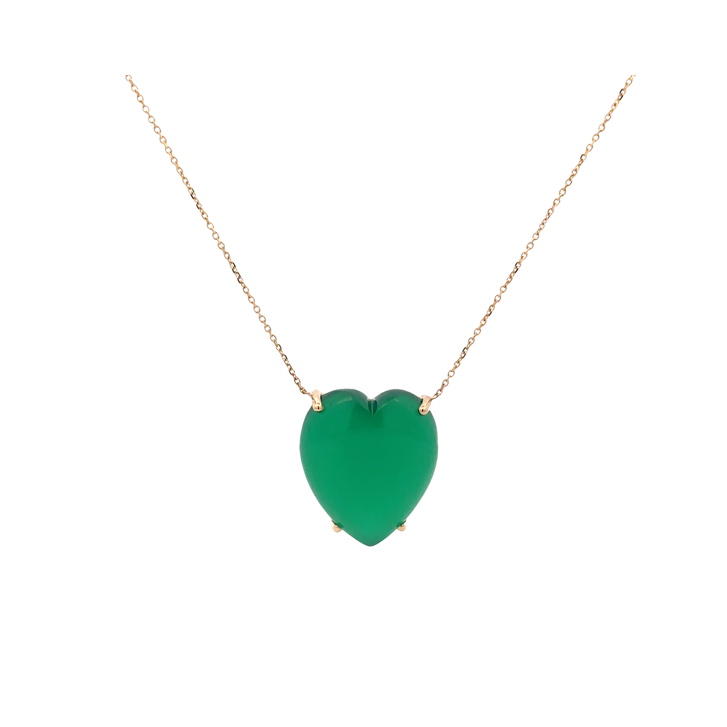 Green Onyx Cabashon Heart Necklace